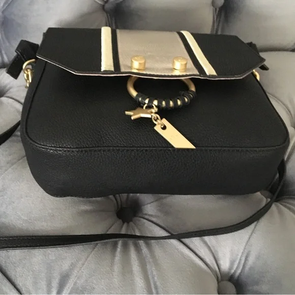 Foley + Corinna NWOT!!!! REESE SATCHEL/ CROSSBODY IN BLACK STRIPE - Picture 4 of 10